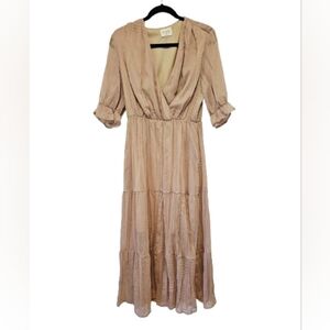 Bella Ella Boutique Elegant Tan Women's Maxi Dress Size Medium Worn Once